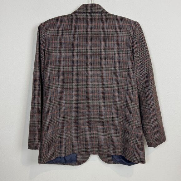 Vintage Sag Harbor Brown Plaid Wool Acrylic Blazer 8P - Picture 5 of 8